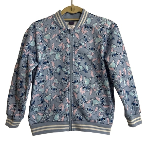 DISNEY Youth Girls 14(L) Light Blue Lilo & Stitch Varsity Bomber Jacket Full Zip - Picture 1 of 5